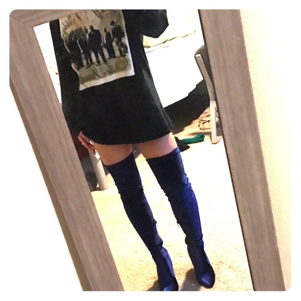 Public desire blue velvet thigh high boots!!