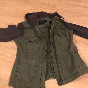 American Eagle denim jacket with removable hood
