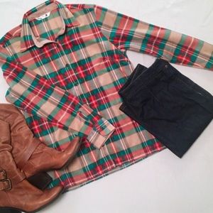 NWT Riders by Lee Fleece Flannel Button Down Shirt