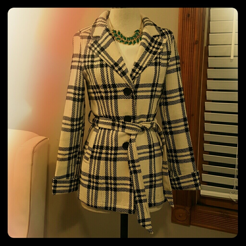 Black and off white vintage looking coat