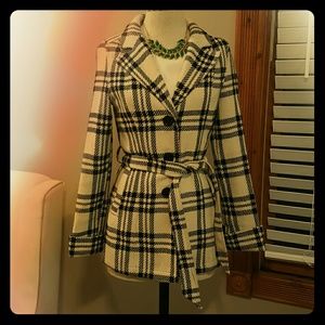 Black and off white vintage looking coat