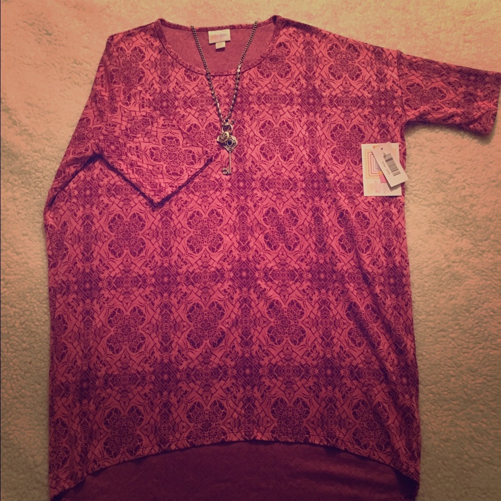 Lularoe XXS Irma - Pink with Darker Pink Print
