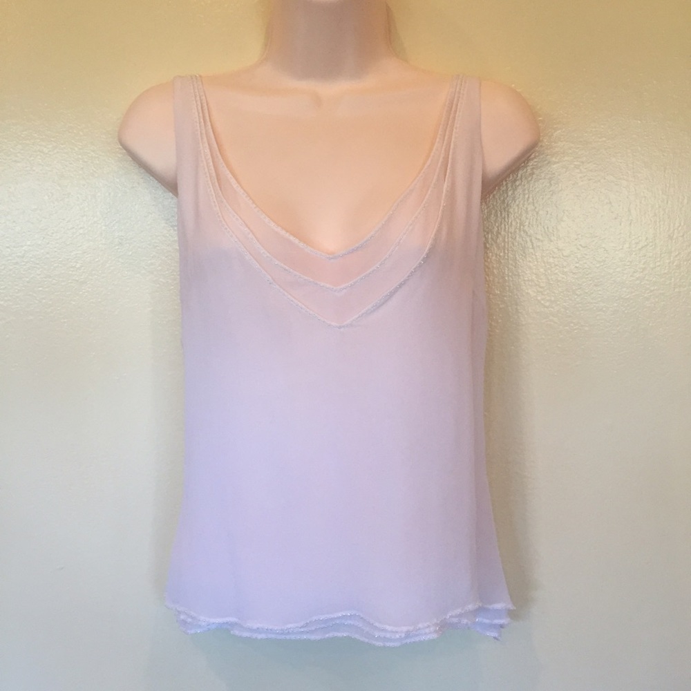 Kenneth Cole "SEXY" cream silk V neck top size 8