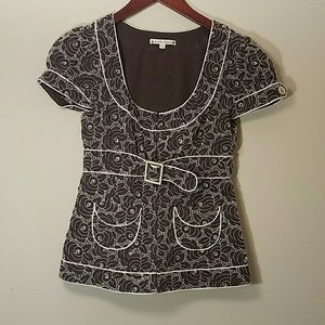 Nanette Lepore Cap Sleeve Belted Top