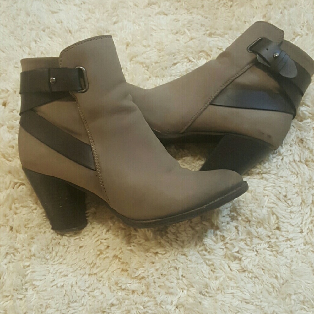 Brown zip up booties