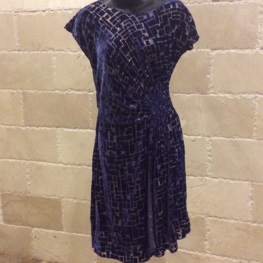 Aryn K. Navy Blue/ Gold Sheath Dress 👗 Sz Small