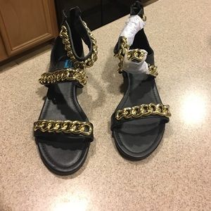 Black and gold links sandals/flip-flops