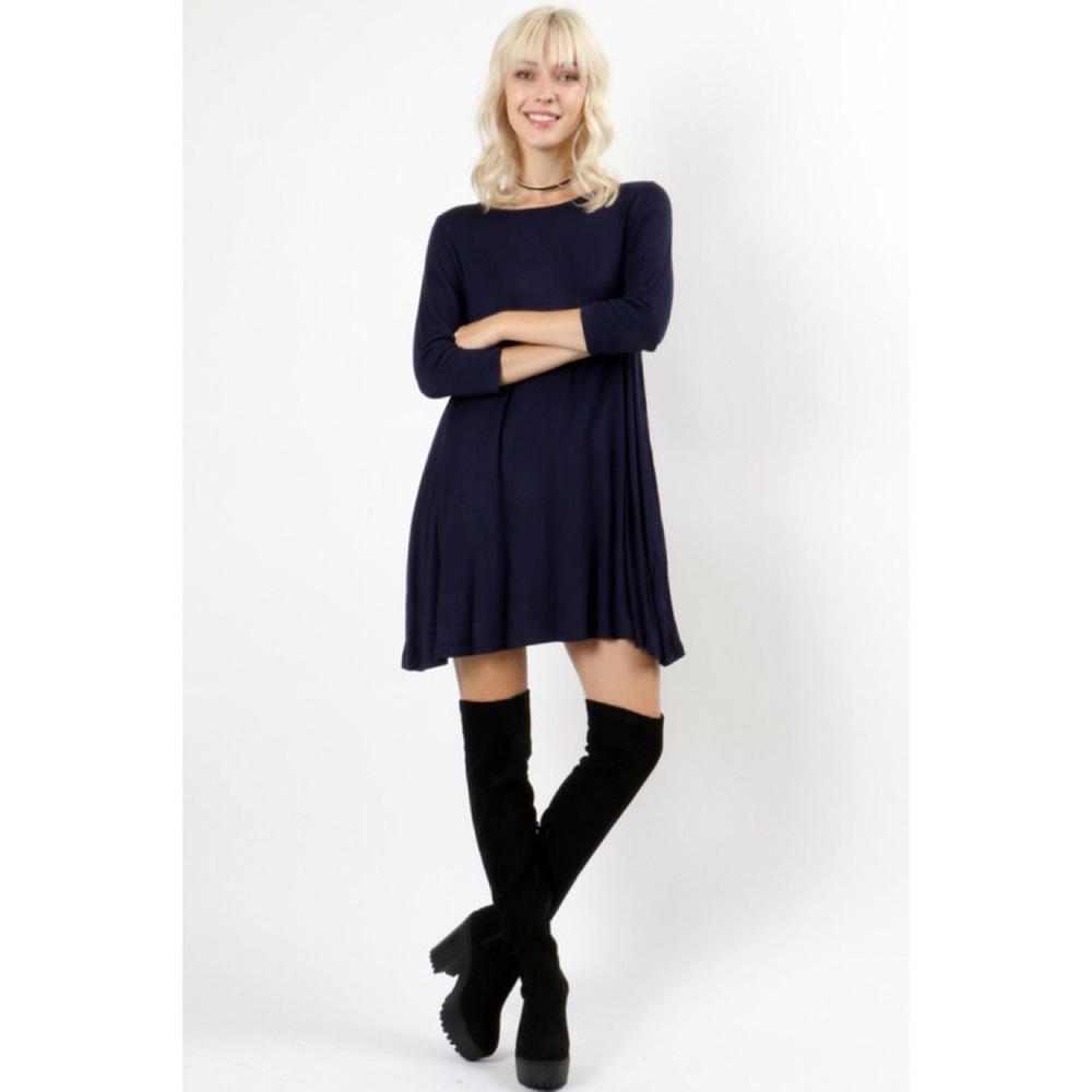 LAST ONE!! Black Swing Dress with Pockets - Picture 2 of 3