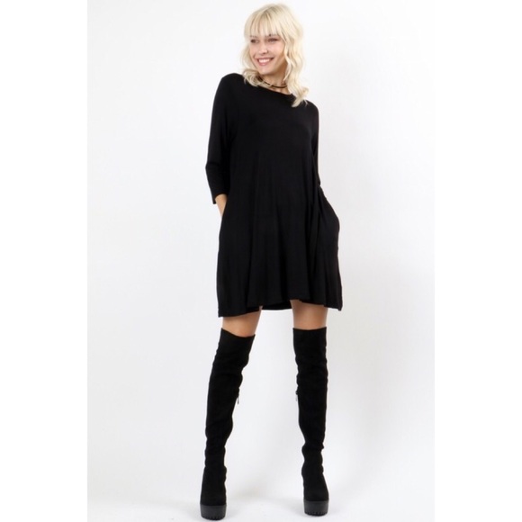 Hannah Beury Dresses & Skirts - LAST ONE!! Black Swing Dress with Pockets