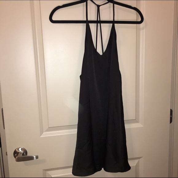 SOLD Black Satin Slip Dress - Picture 2 of 3