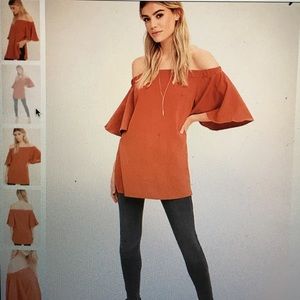 stylish mindset rust orange off the shoulder top