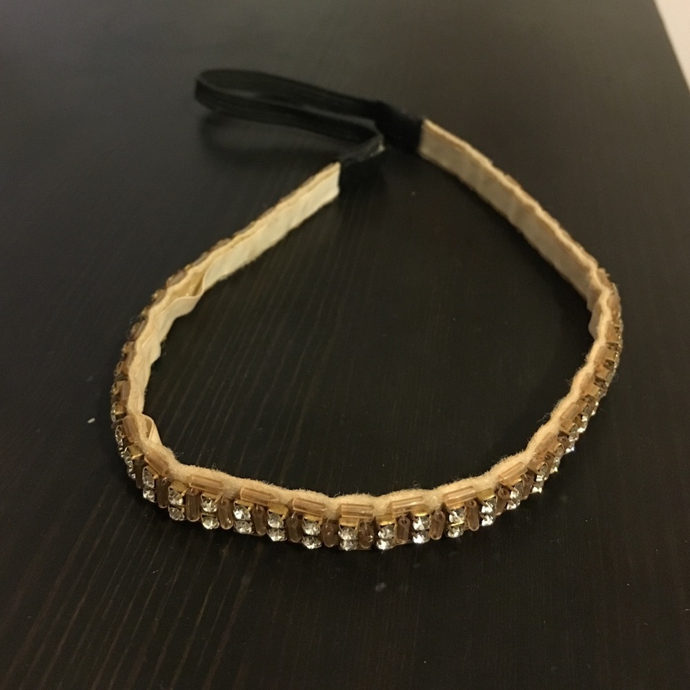 J Crew rhinestone headband, peach.