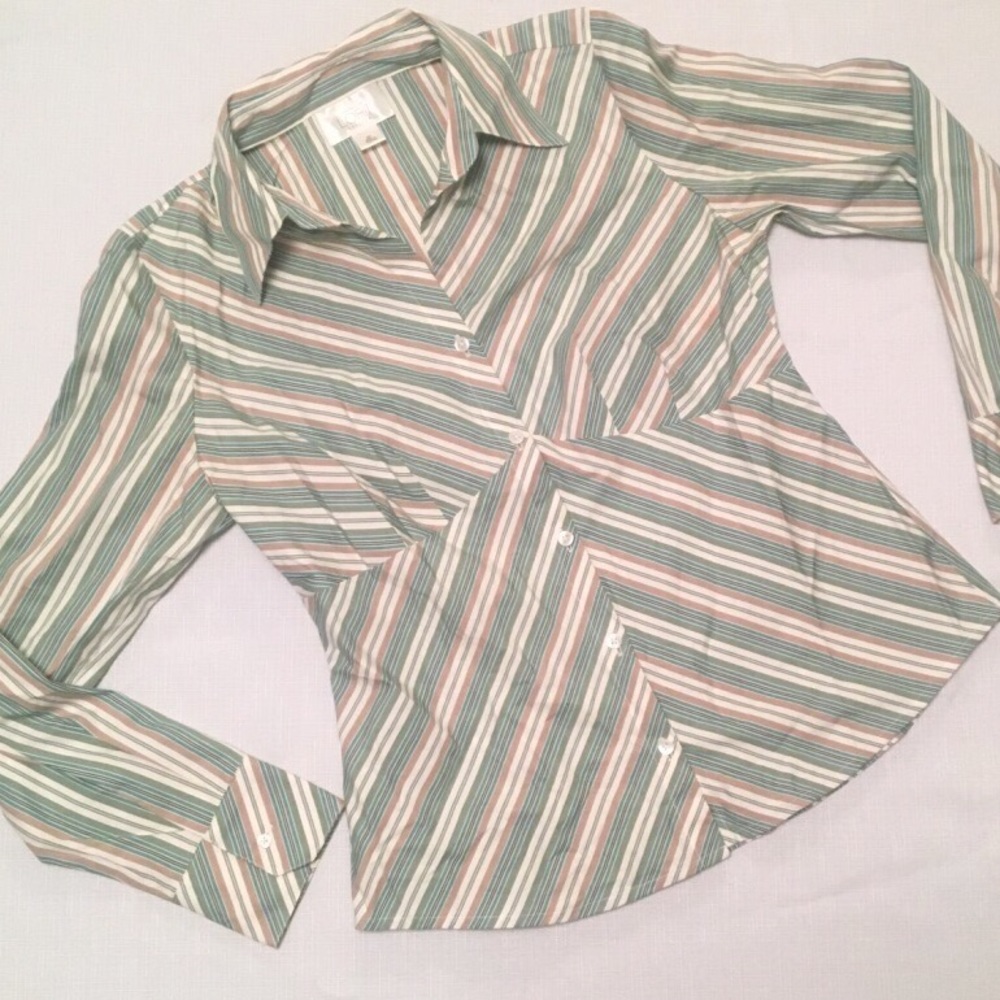 Ann Taylor LOFT Petites Striped Button Down Shirt