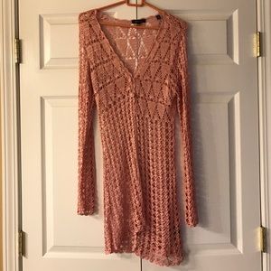 BCBGMaxAzria pink crochet cardigan