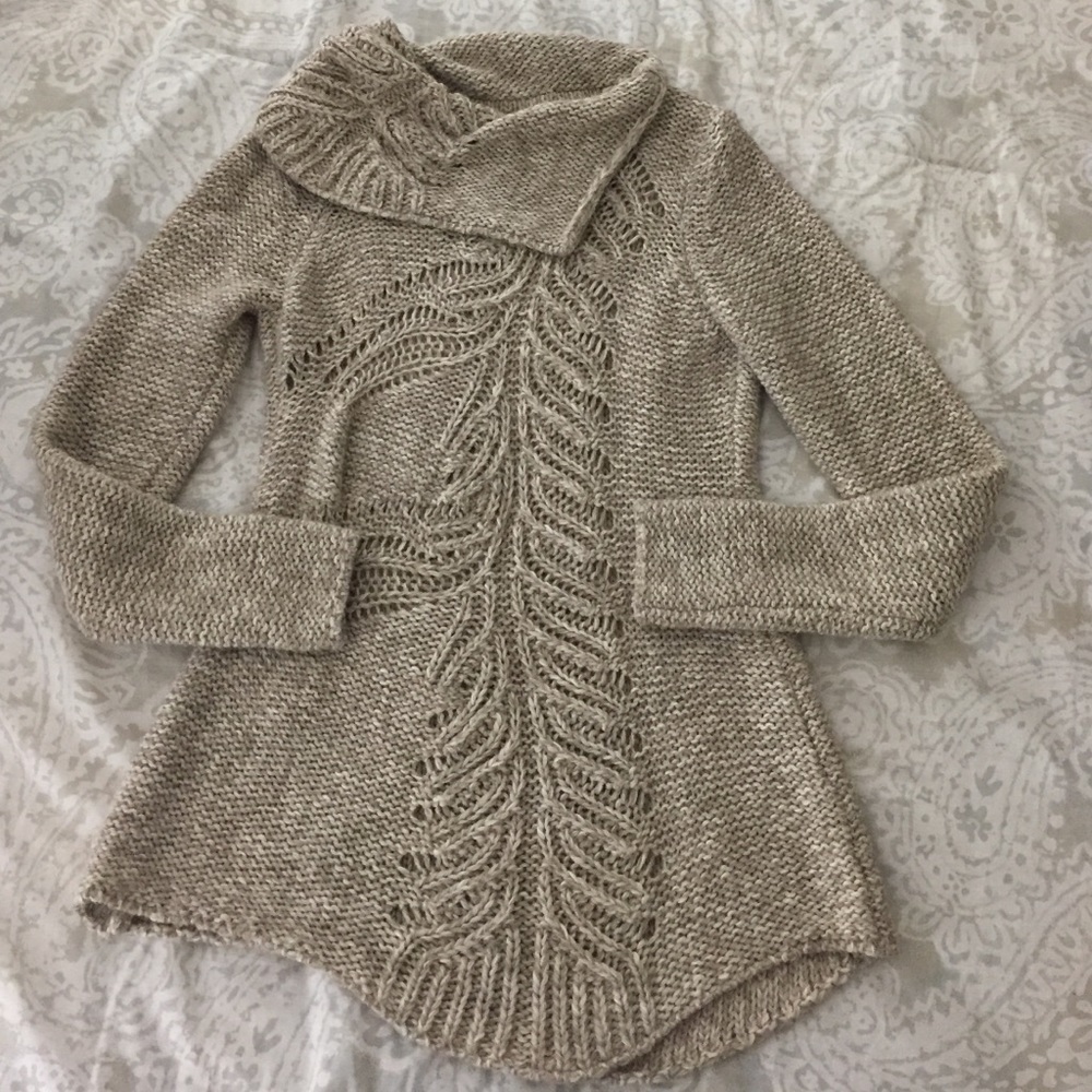 Anthropologie crochet knit asymmetrical sweater