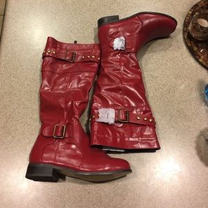 Fire red Moto boots