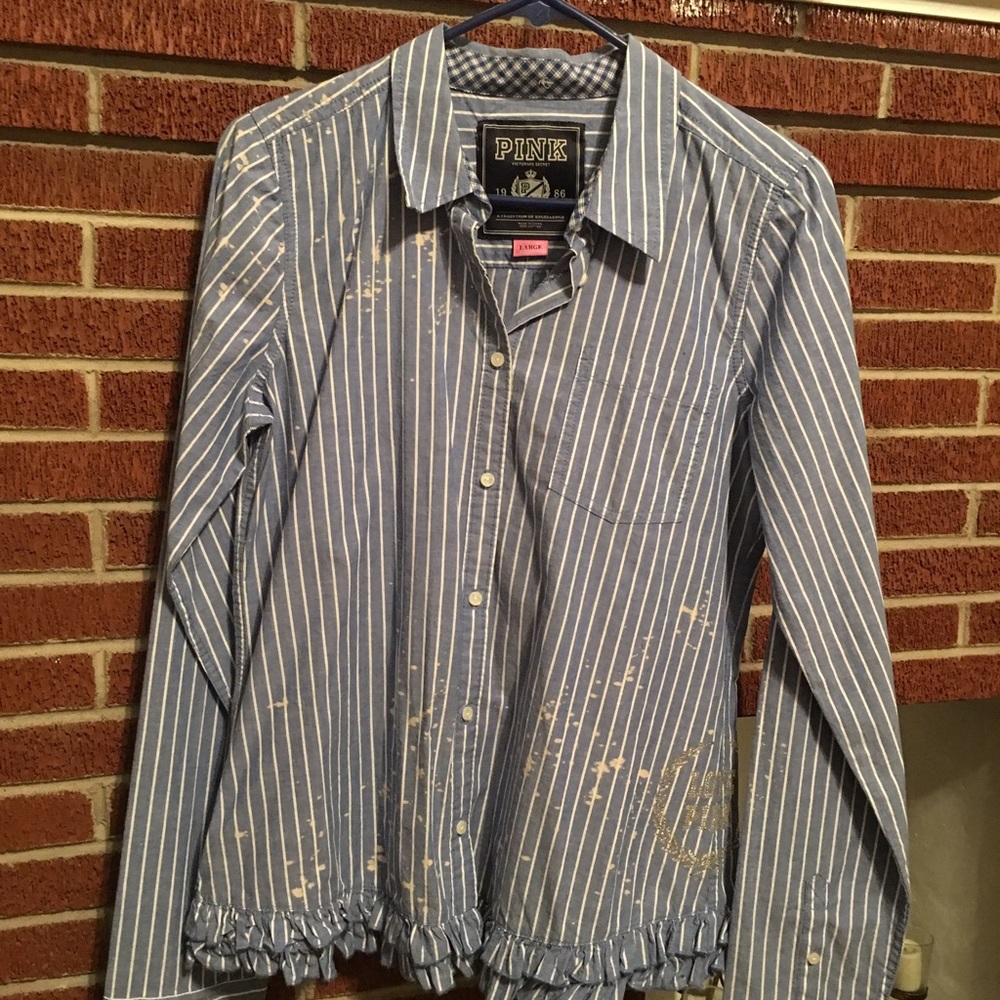 New VS Pink button up shirt w/ rhinestones. Large