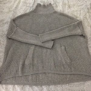Grey sweater poncho with pockets Loft Size Small