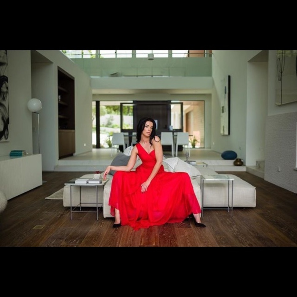 Red evening dress
