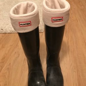 Cream tall hunter boot socks