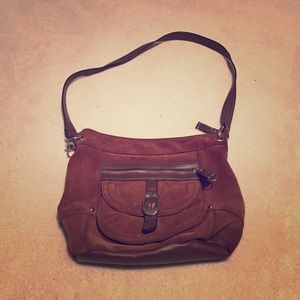 Crossbody or shoulder suede bag