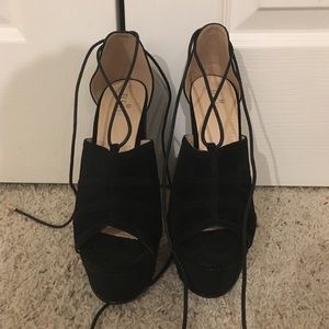 Black lace up platform heels