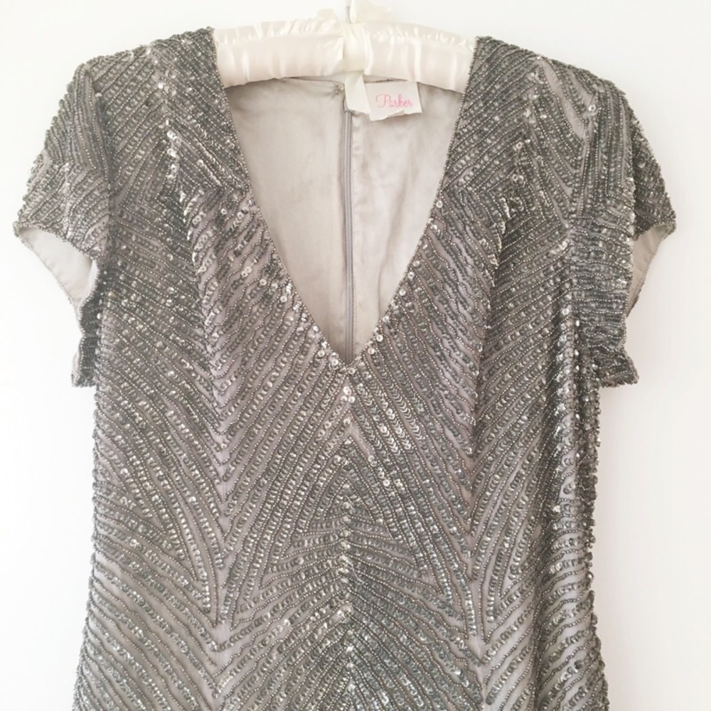 Stunning Gunmetal Silver Parker Beaded Dress