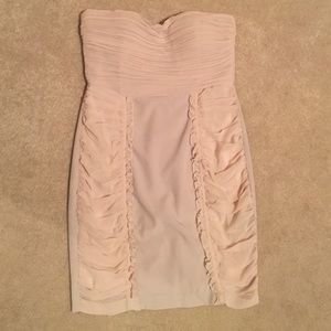 Strapless taupe dress