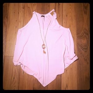 Light Pink Sleeveless Top with Necklace