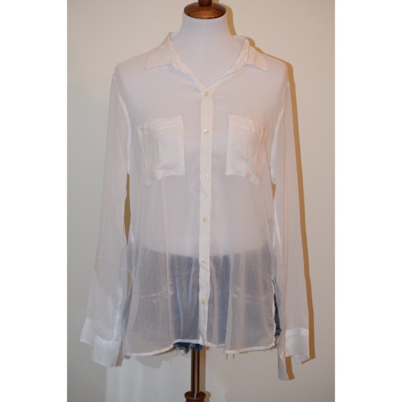Hollister Tops - Sheer white long sleeve button down top Hollister Tops - Sheer white long sleeve button down top