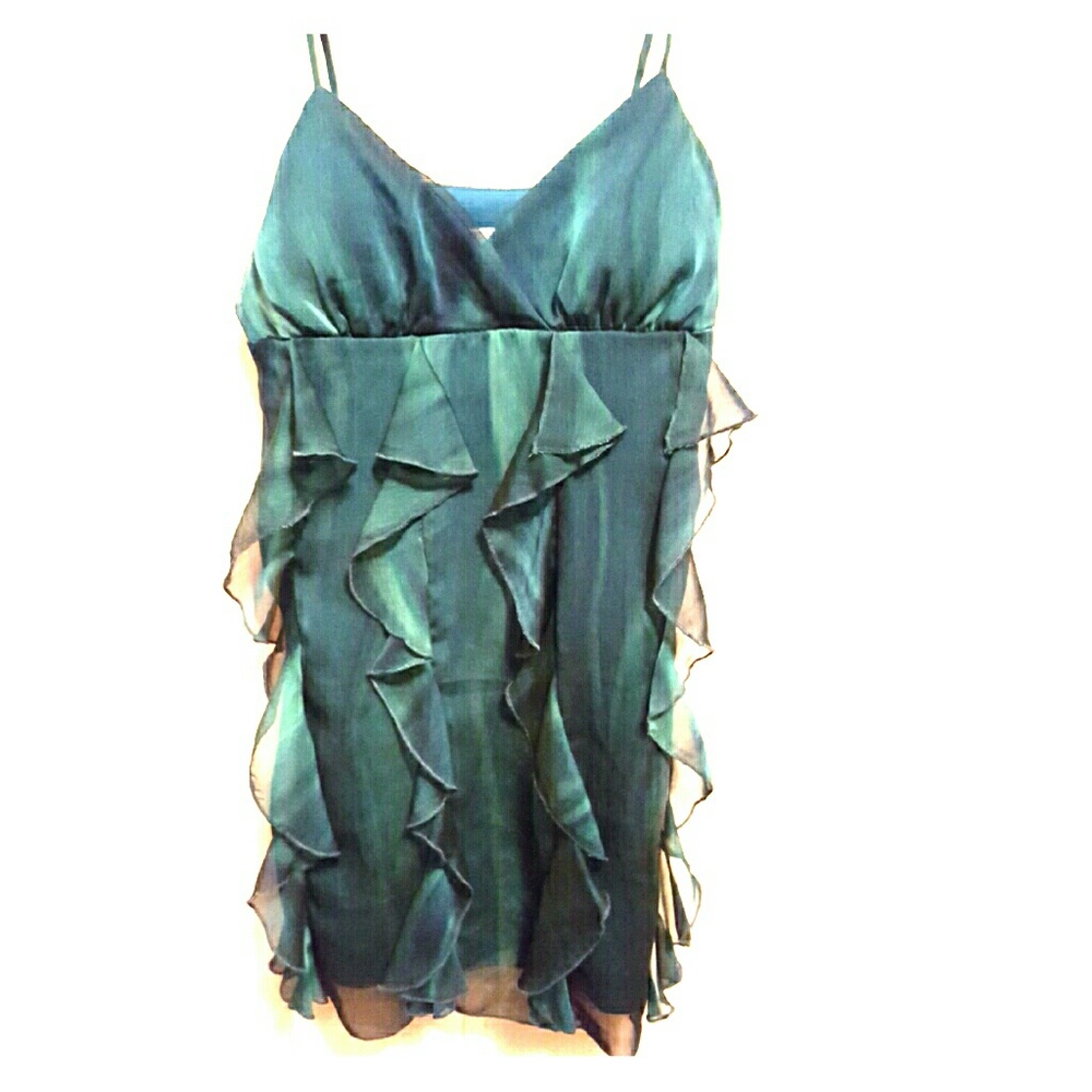 Mid night blue-greem fun cocktail length dress