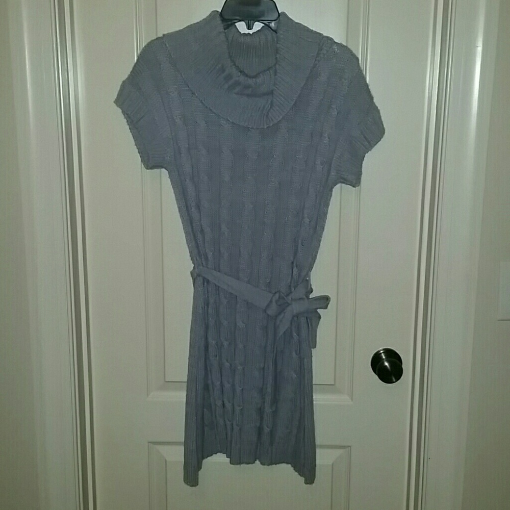 Gray knit sweater dress