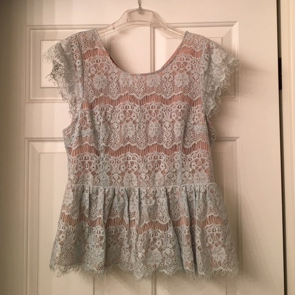 Anthropologie Seafoam Peplum Top - Picture 1 of 4