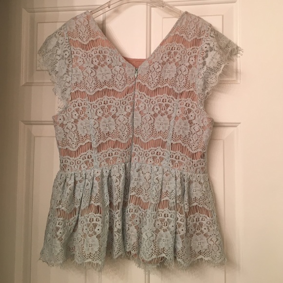 Anthropologie Seafoam Peplum Top - Picture 2 of 4