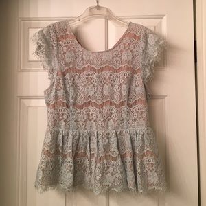 Anthropologie Seafoam Peplum Top
