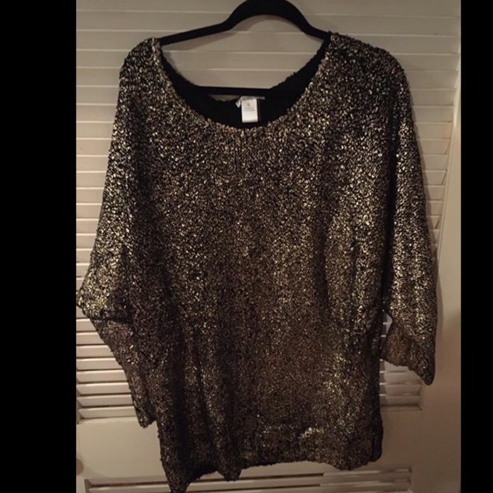 Oversized Gold Foil Knit Sweater