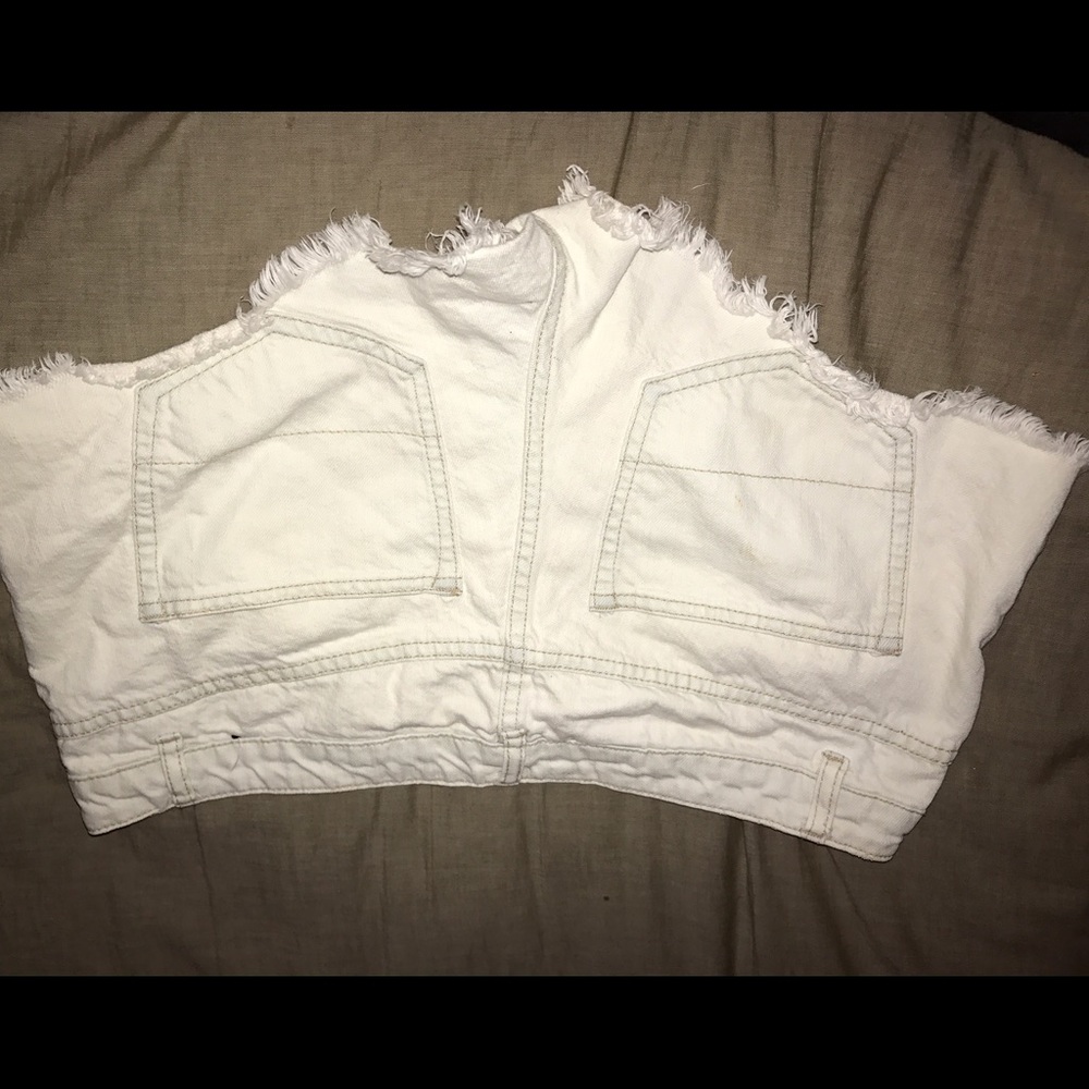 White Ripped Denim Shorts