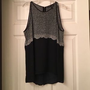 BCBGMaxazria Sleeveless Faux Lace Top
