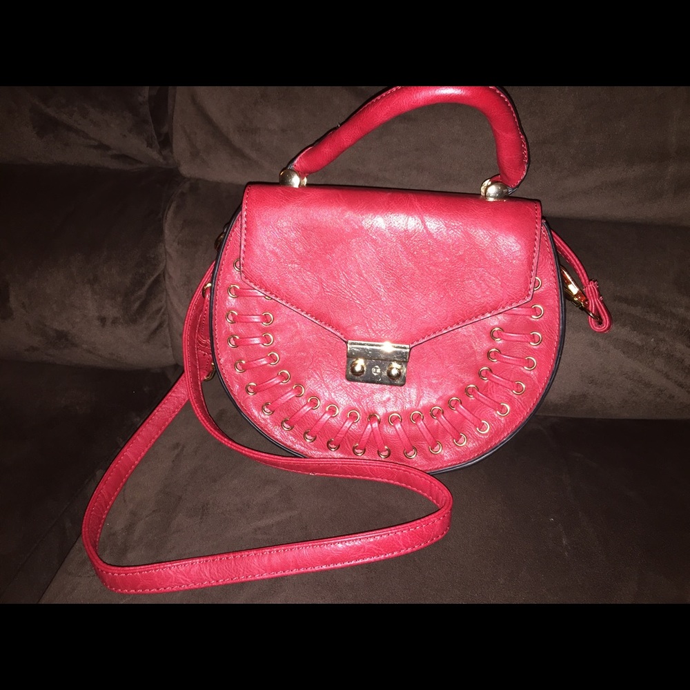 Red crossbody handbag