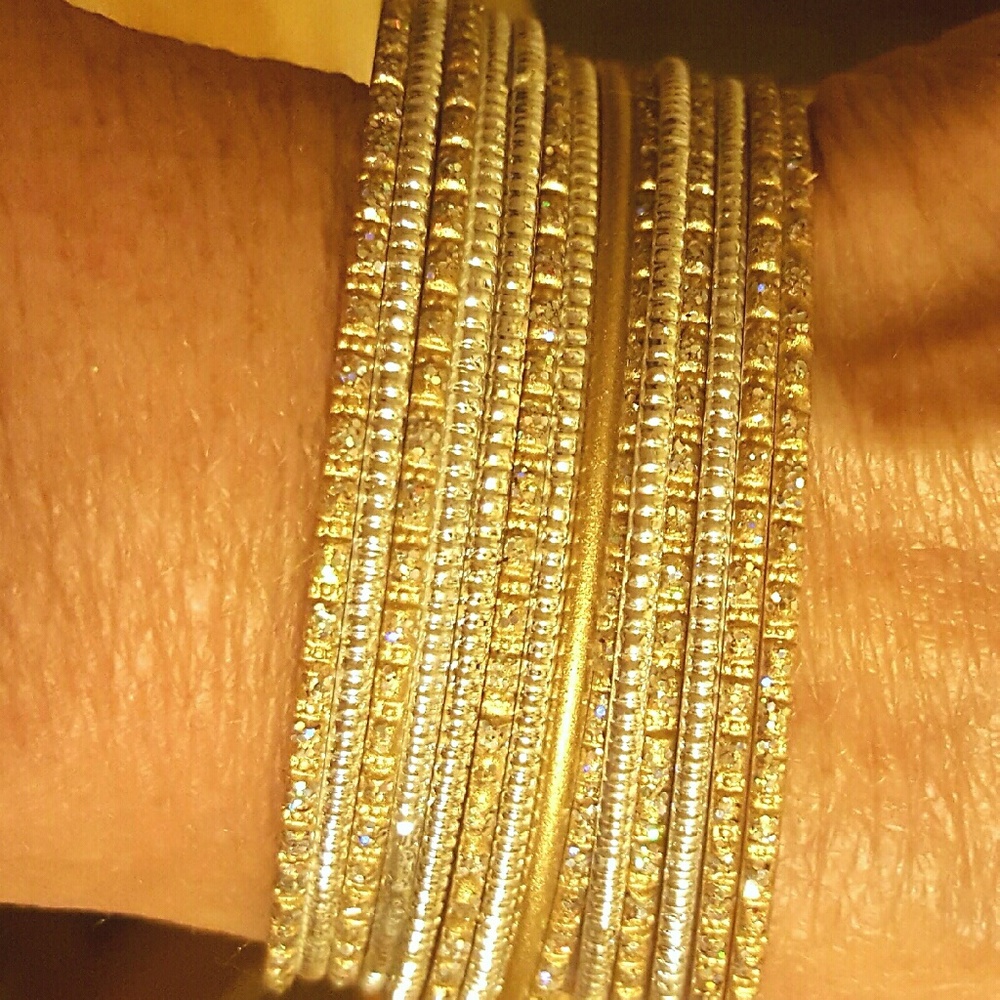 15 pc Gold Sparkly Bangle Bracelets