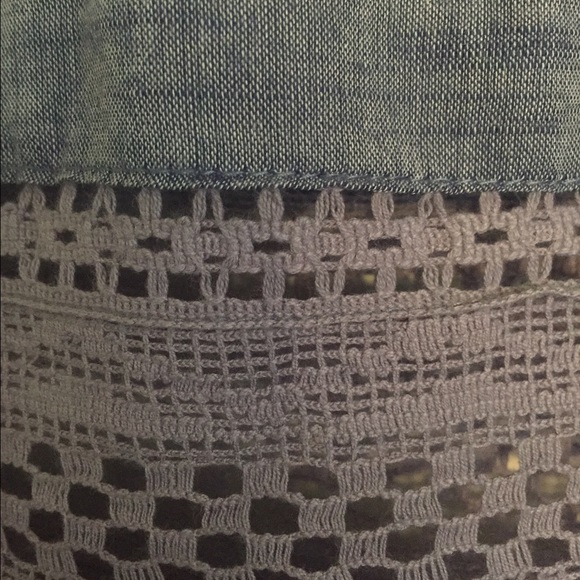 Blue denim with lace cutout top - Picture 2 of 2