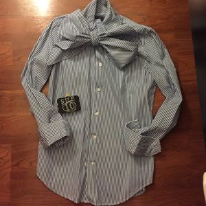 Tie Neck Button Up Blouse
