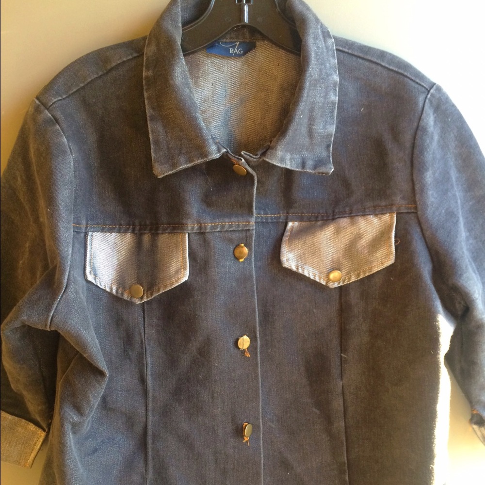 Black denim jacket black with grey silvery accents