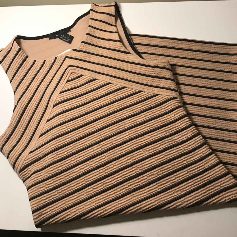 Tan and black stripe bodycon dress