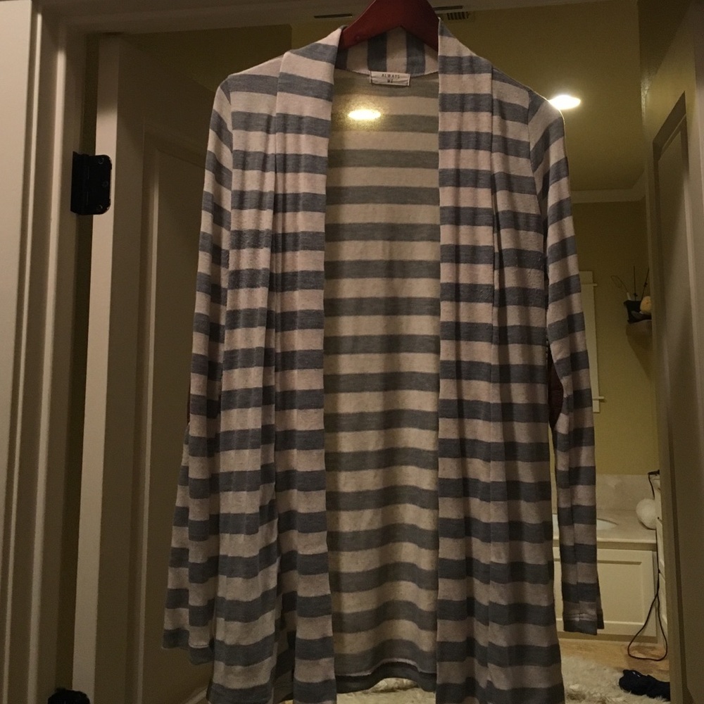 Striped cardigan with elbow patches