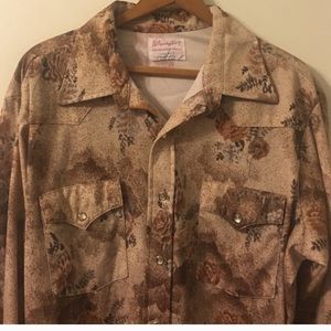 Men's Vintage Western Button Down Shirt Large