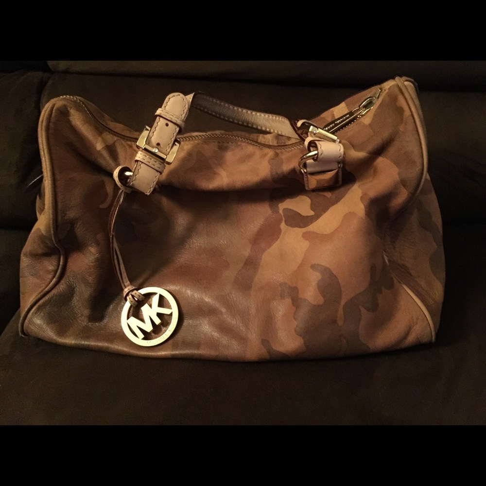 MK camouflage leather handbag