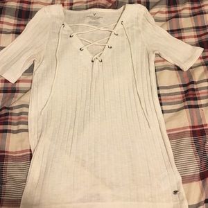 American Eagle Lace Up Top