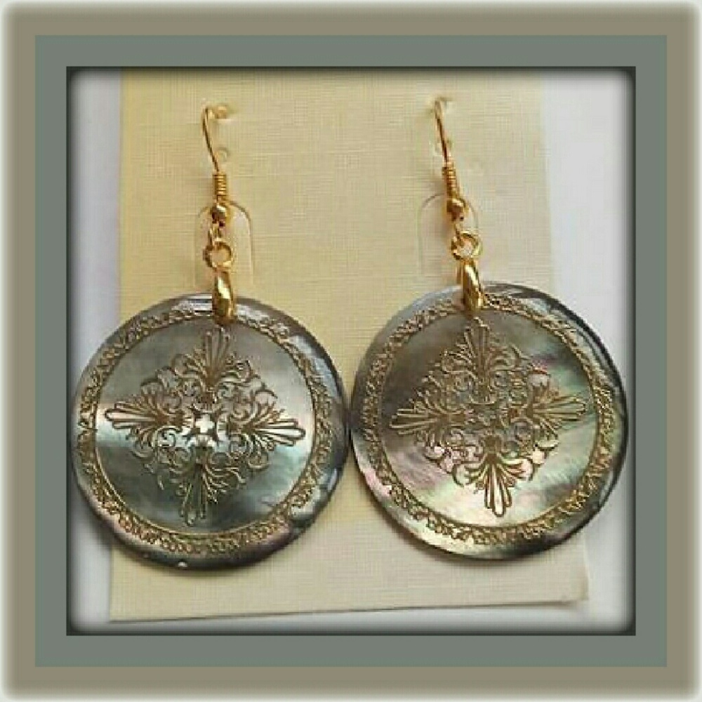Gold Abalone Shell Earrings
