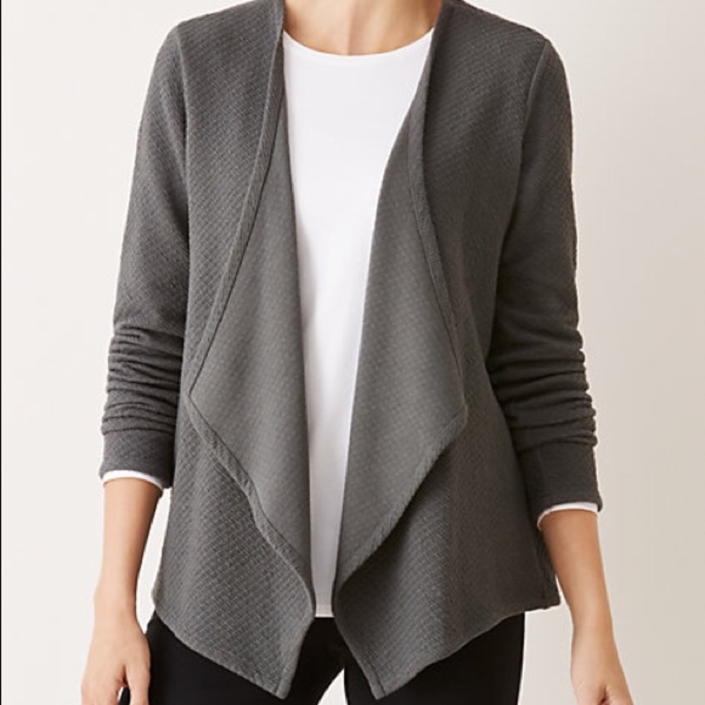 Army Green Textured drape front Pure Jill jacket.